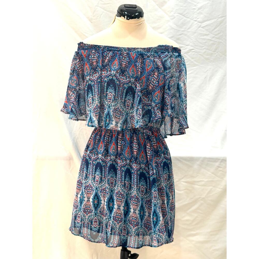 Show Me Your MuMu Off-Shoulder Smocked Paisley Mini Dress | Size Small